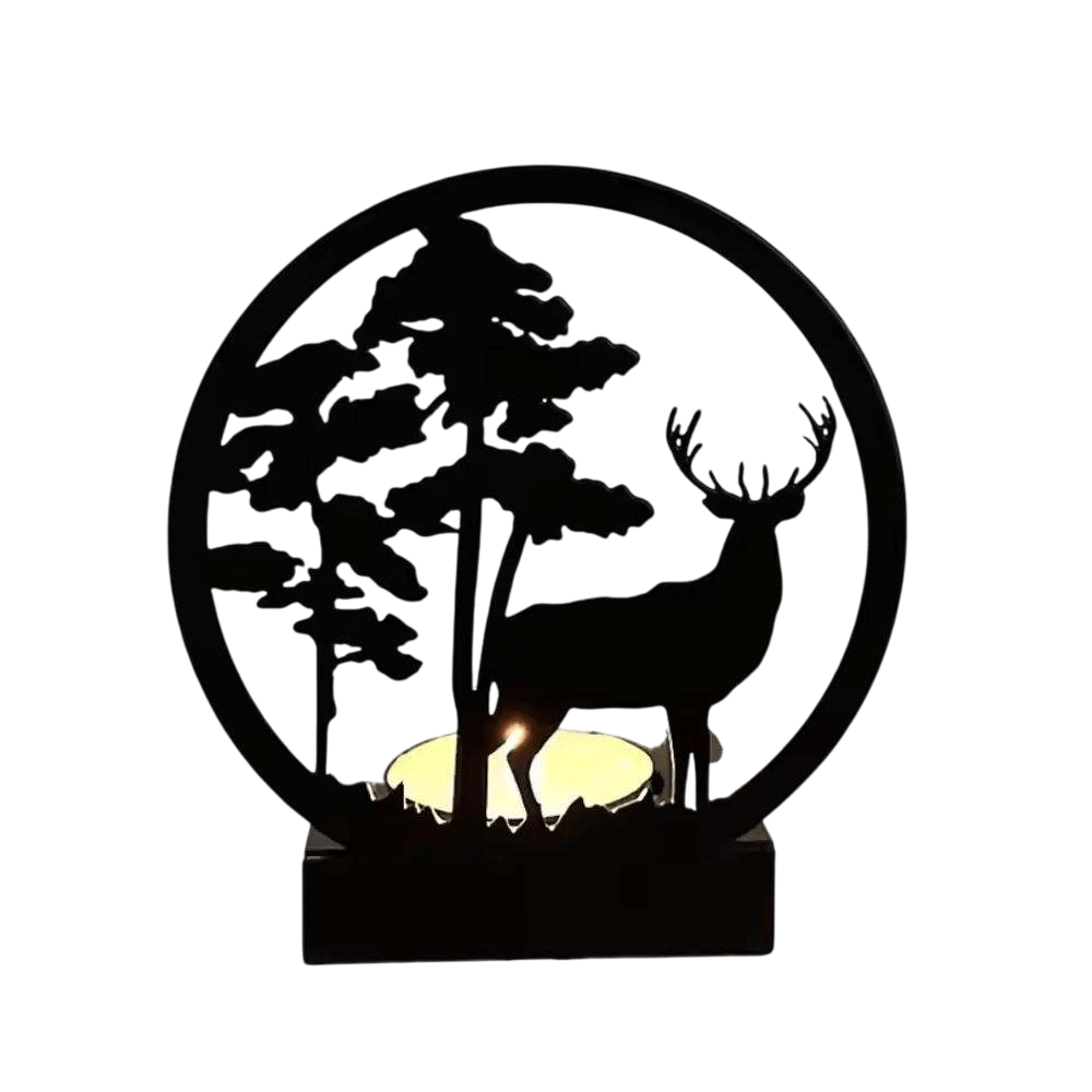 IRON DEER T-LIGHT HOLDER (BLACK)